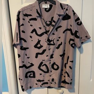 Mens Geometric Casual Button Up